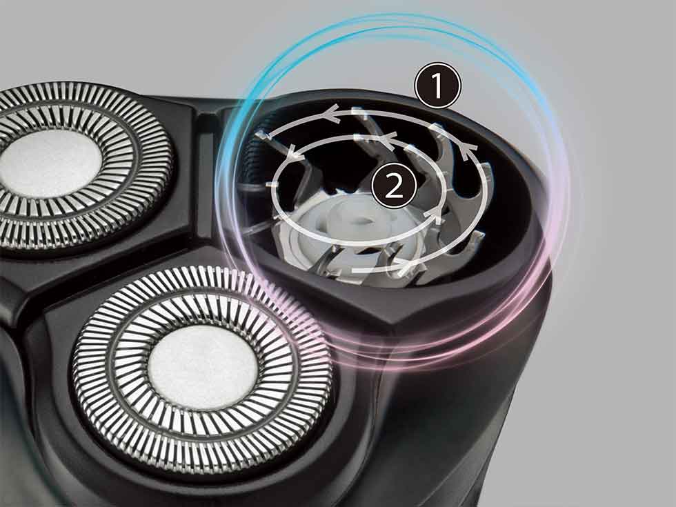 cms7300 電気シェーバー ダブルリングカッターで剃り残しをカバー