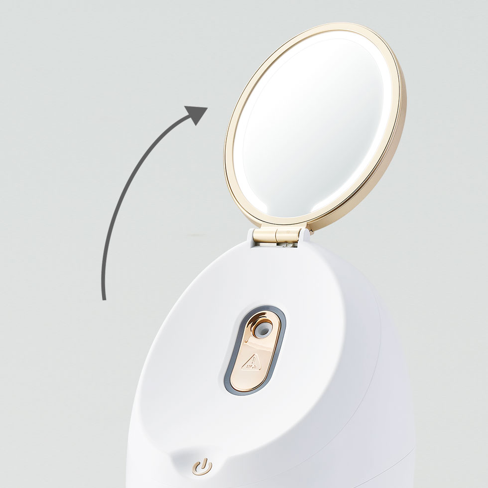 エナージュフェイススチーマーKBE-1530　ENAGE エナージュ　鏡を上まで開ける