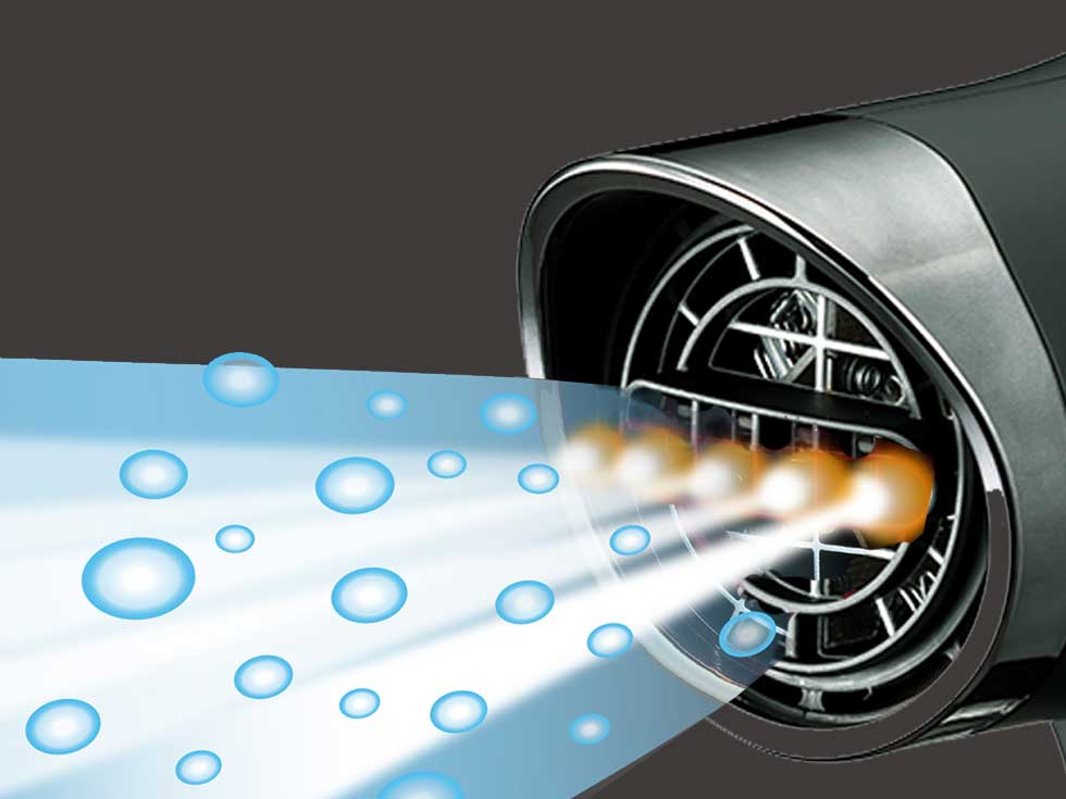 モンスター ドライヤー KHD-W995 
 5ヶ所のマイナスイオン発生部