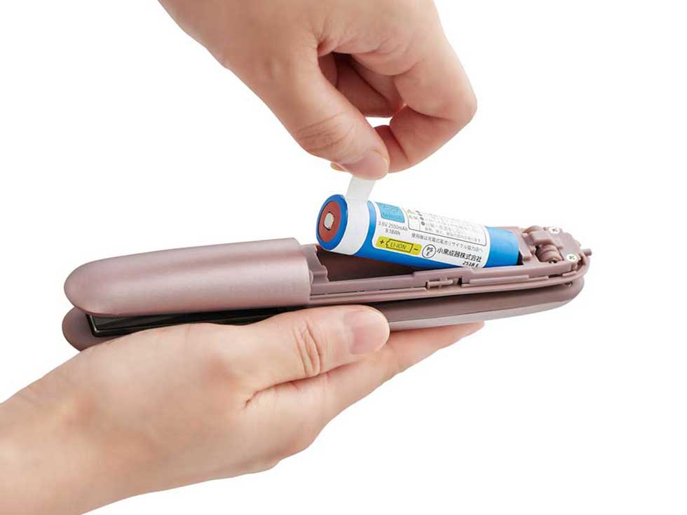 KHS-8660 コードレスヘアアイロン 充電池取り外しできて海外旅行にも