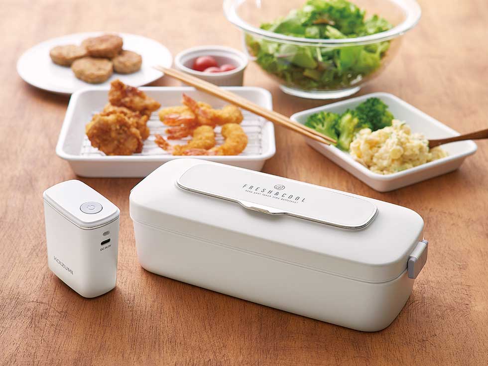 保冷もできて新鮮なまま持ち運びできる、コイズミの真空ランチボックスKVL-0800。