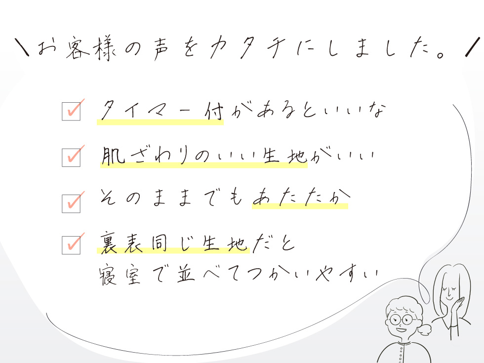 お客様の声を形にした電気毛布、できました