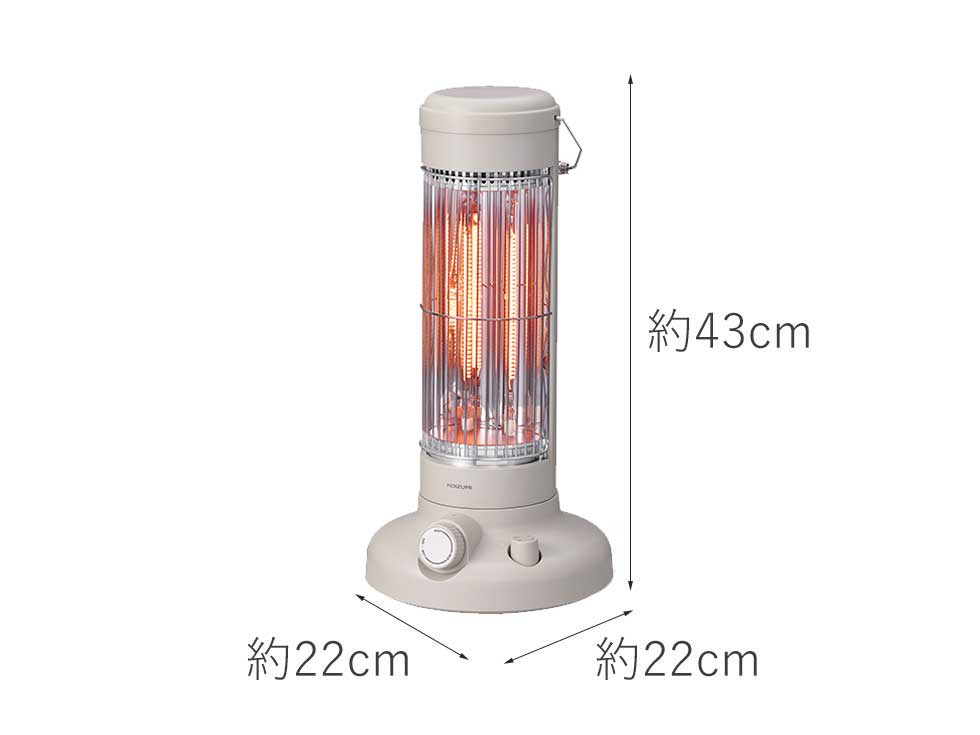 スイッチオンですぐ温かいカーボンヒーター搭載 コイズミ 遠赤電気ストーブサイズ KKH-0942