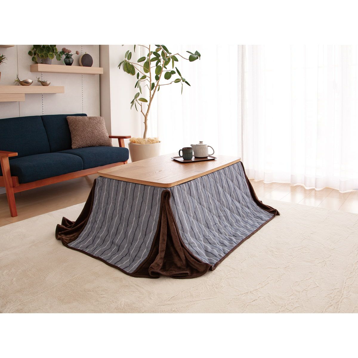 販売終了】家具調こたつ（布団セット）フラットヒーター90x60cmKTR