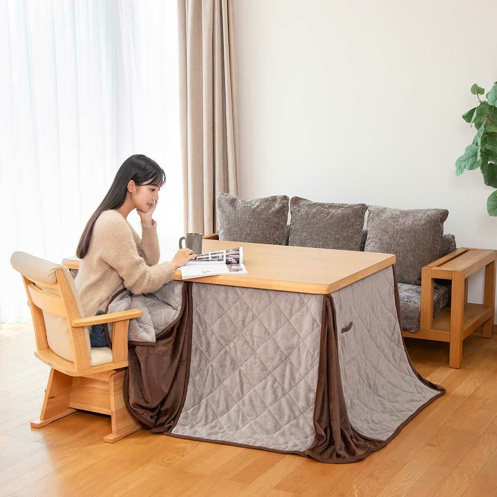 バディファイト　こたつ 楽天市場】こたつテーブル みやび 幅135 長方形 ブラウン ナチュラル 4