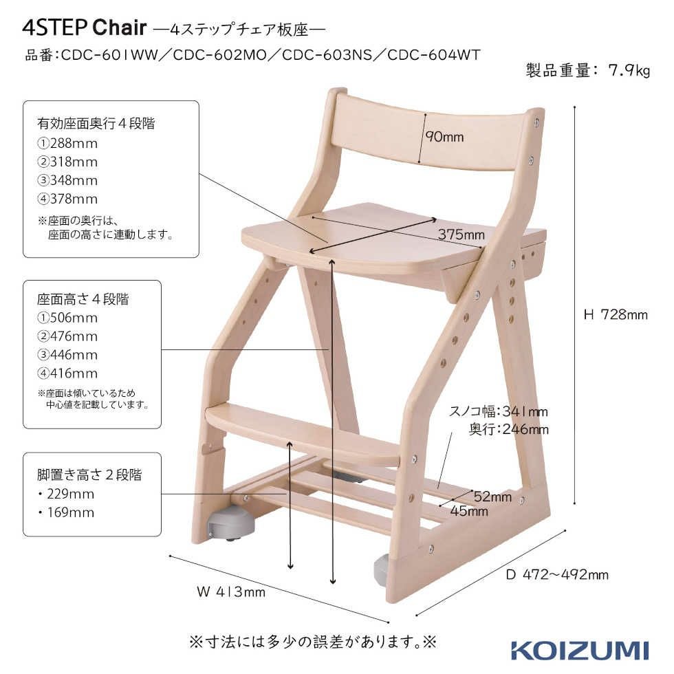 販売終了】4ステップチェア座面：板座CDC-601/CDC-602/CDC-603/CDC-604