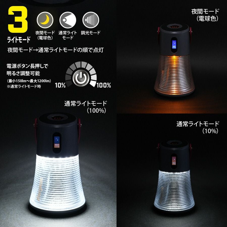 充電式USBランタンデジタルインジケーター付大きめサイズBGAAL9
