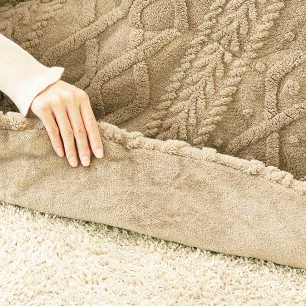 ケーブル柄/ニット柄こたつ掛布団（楕円型）210cm×170cm92O170MBR